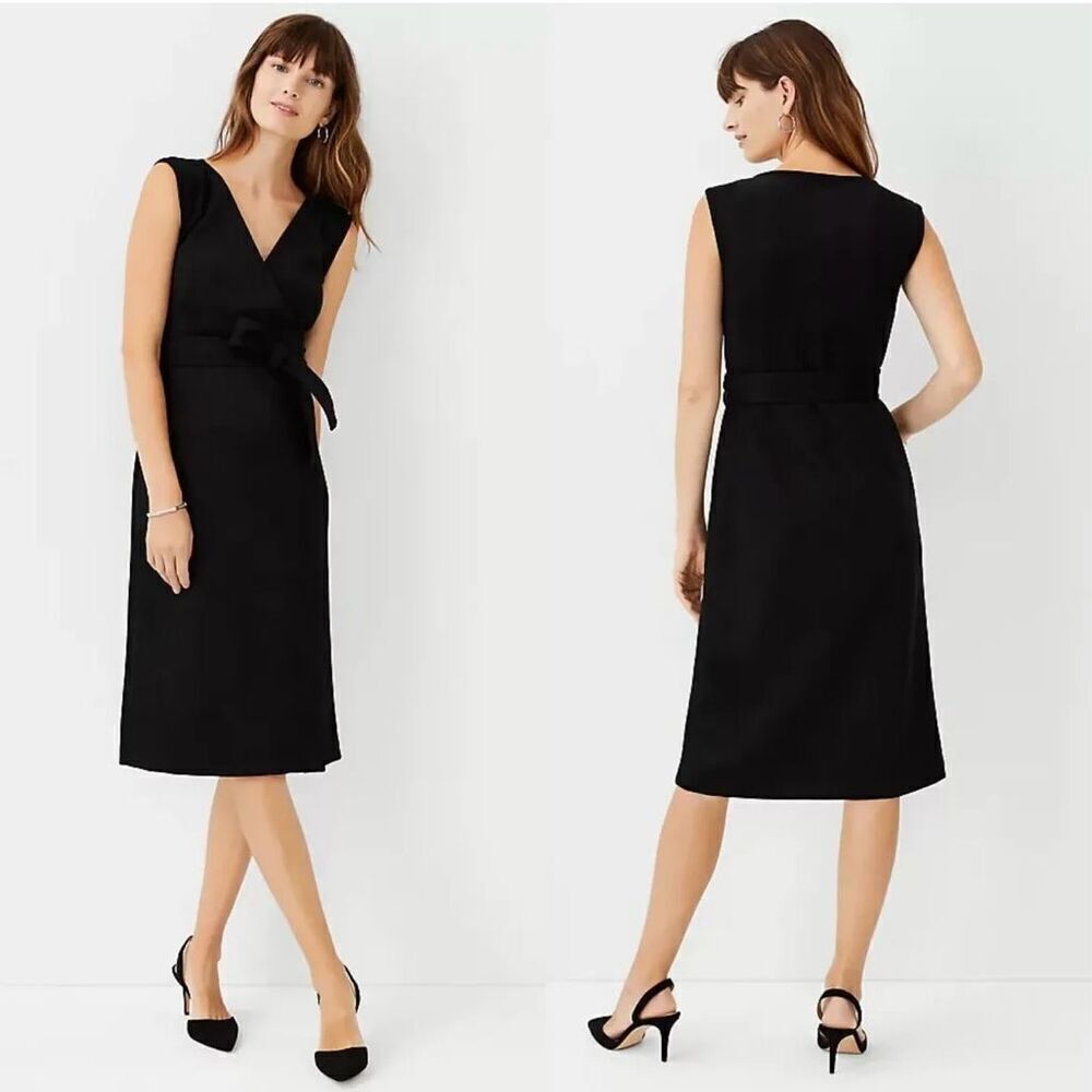 ANN TAYLOR FAUX SUEDE WRAP MIDI DRESS